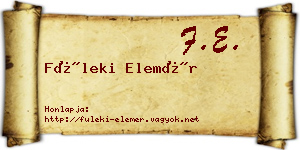 Füleki Elemér névjegykártya